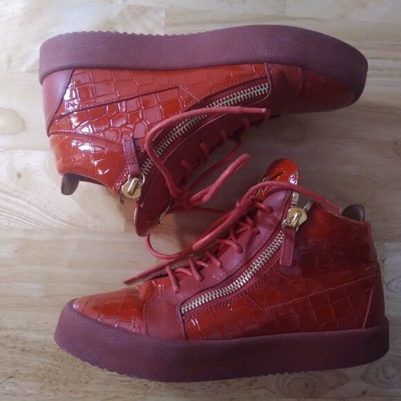Giuseppe Zanotti Men's Leather Mid-Top Sneaker Crocodile Embossed 39.5 - Picture 2 of 7